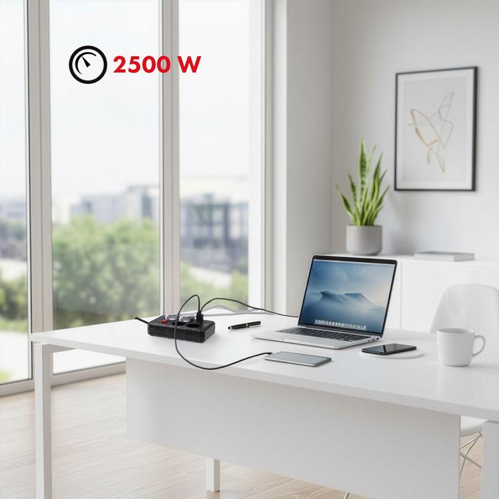 Actual product image Maclean Multiprise 4 prises MCE392 + USB + Interrupteur 1,50m (Noir) (4x, USB-A, 1.50 m)