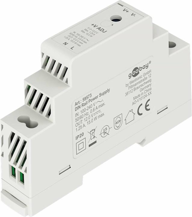 Productafbeelding Goobay DIN-rail voedingseenheid 12 V, 1,25 A, 15 W
