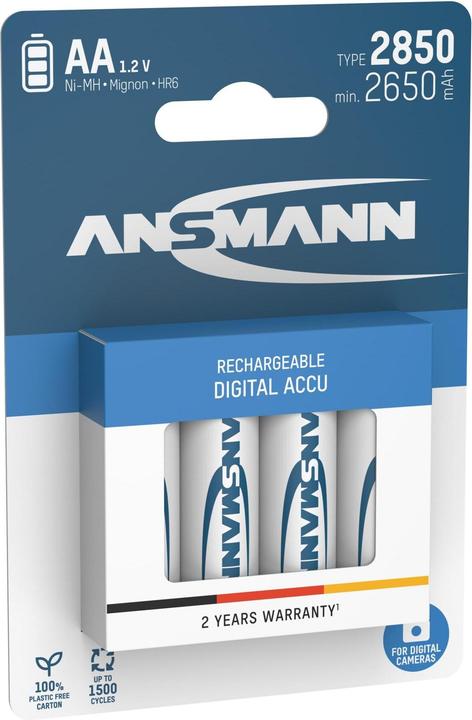 Immagine prodotto Ansmann AA (4 pz., AA / LR6 / LR06 / Mignon / R6 / R14505, 2850 mAh)