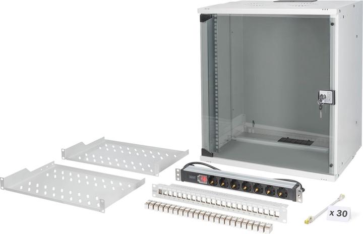 Produktbild Digitus 19" Netzwerk-Set, 12HE Wandgehäuse und Zubehör, gr SOHO PRO Version (12 HE, 19 Zoll Rack)