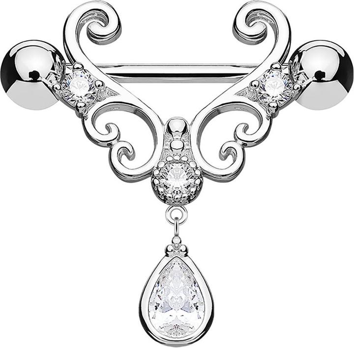 Image du produit Hollywood Body Jewelry Barbell silber Herz filigran mit Anhänger (Laiton, Acier chirurgical 316L)