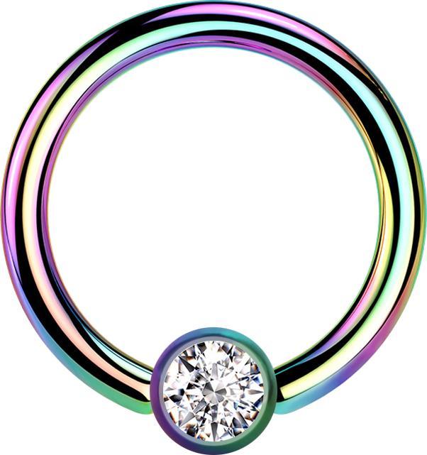 Immagine prodotto Star Piercing Anello Micro Closure cilindro colorato in cristallo argento (senza ottone, Acciaio chirurgico 316L)