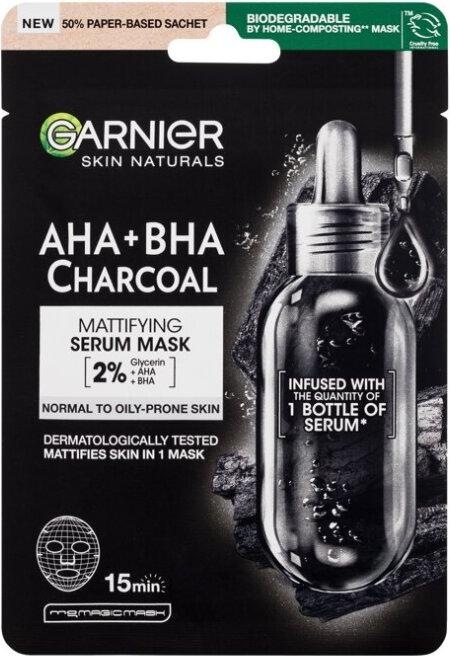 Actual product image Garnier ack Textile Mask With Seaweed Extract Pure Charcoal Skin Natura L S (Black Tissue Mask) 28 (28 ml)