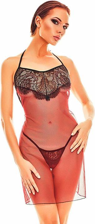 Anais Robe lingerie rouge et noire Fantasme - - L/XL - Rouge (L, XL)