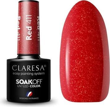 Claresa Soak Off UV/LED Red hybrid varnish 411 5g (411 RED UV, UV-Gel Lack)