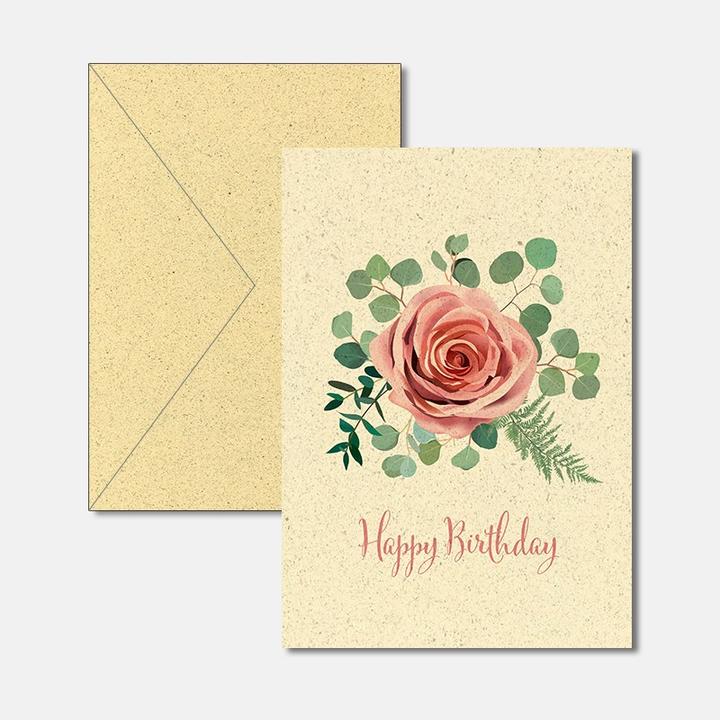 Actual product image Birthday Card Grass Paper - Rose (1 pcs.)