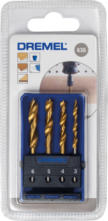 Immagine prodotto Dremel Set di punte per legno Ø 3.0 / 4.0 / 5.0 / 6.0 mm (4 pezzi) (3, 4, 5, 6 mm)