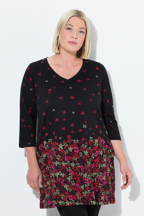 Produktbild Ulla Popken Longshirt, bedruckt, A-Linie, V-Ausschnitt, 3/4-Arm (58)