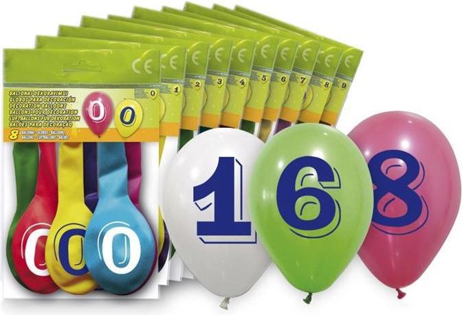 Globolandia BALLOONS (5260-1, OVAL, WITH NUMBER, 8 (8x)