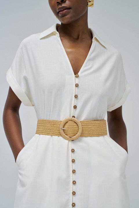Actual product image Salsa Jeans Midikleid Linen Shirt Dress With Front Buttoned Belt (XS)