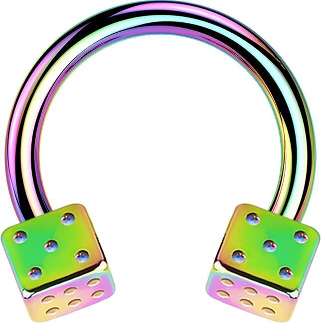 Image du produit Star Piercing Circular Barbell coloré avec deux cubes (sans laiton, Acier chirurgical 316L)