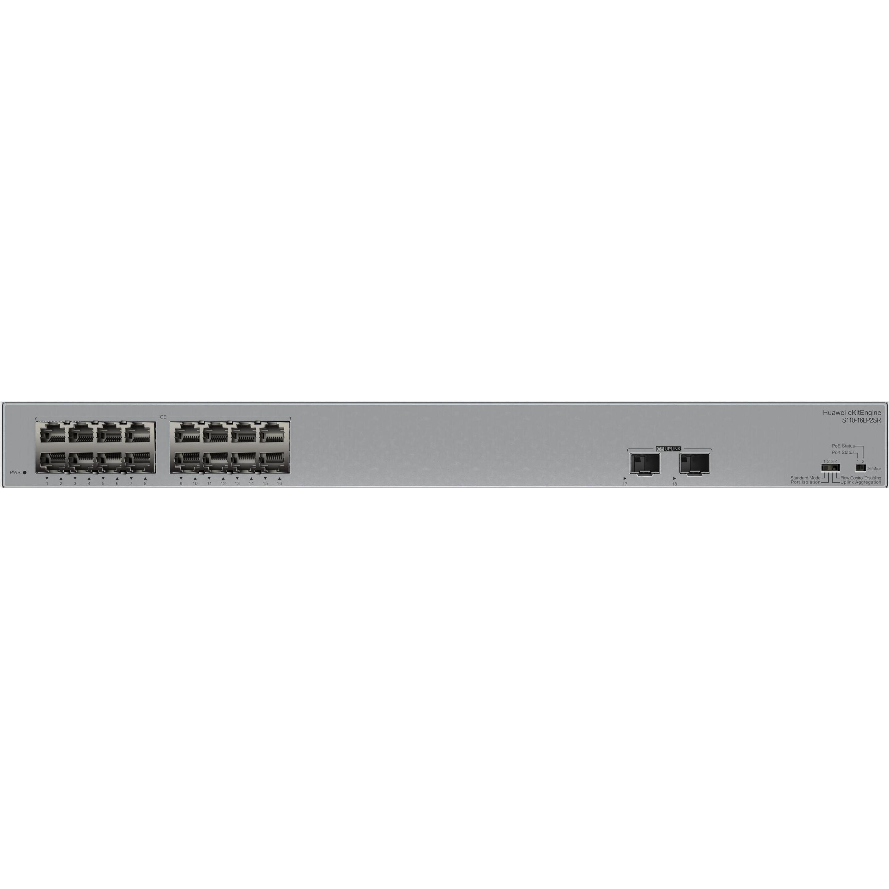 Huawei Ekit Switch S110-16LP2SR (18 Ports), Netzwerk Switch, Grau
