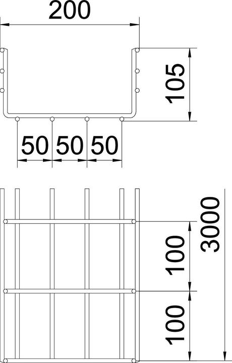 Produktbild OBO Bettermann OBO SGR 105 200 FT Schwere Gitterrinne SGR 105x200x3000
