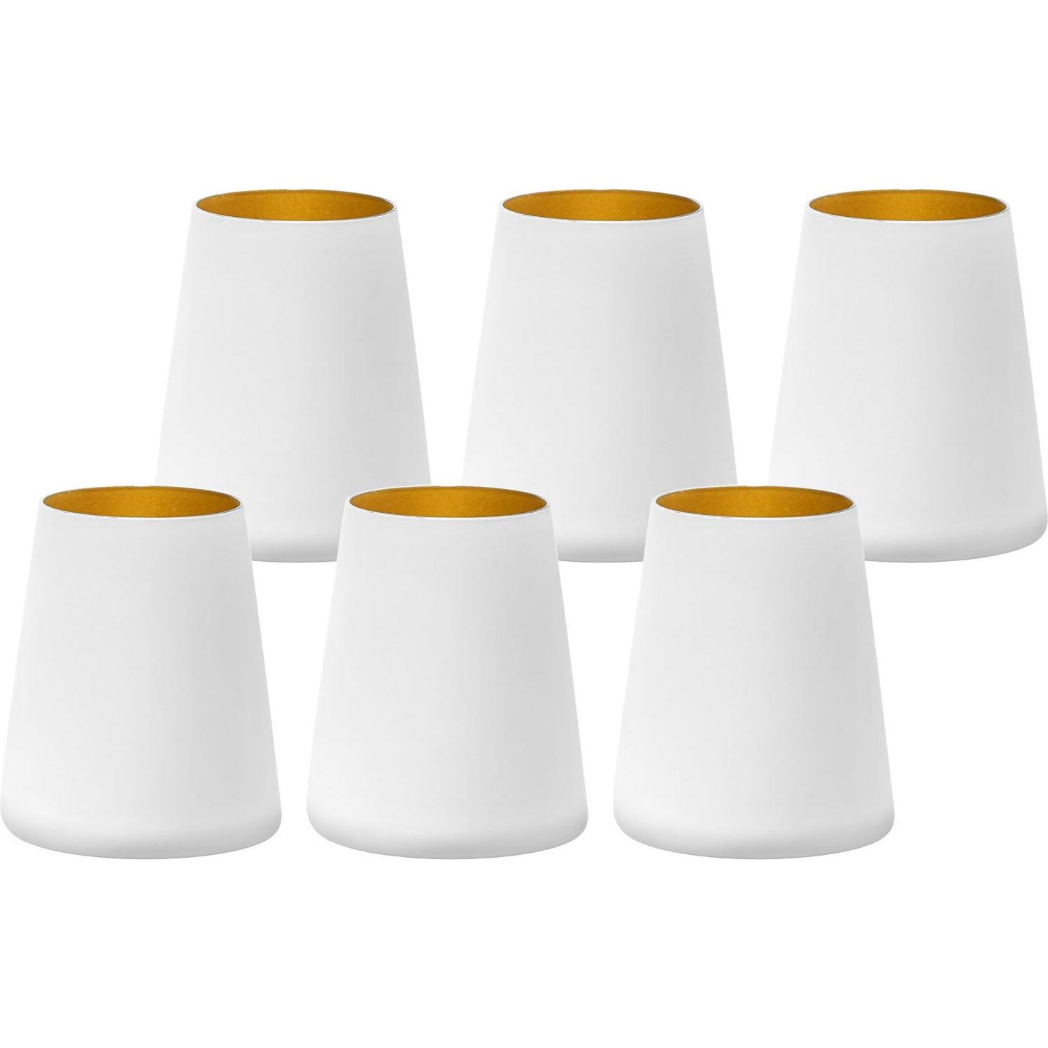 Stölzle Elements Power Becher 380ml weiss/gold, Trinkgläser, Weiss