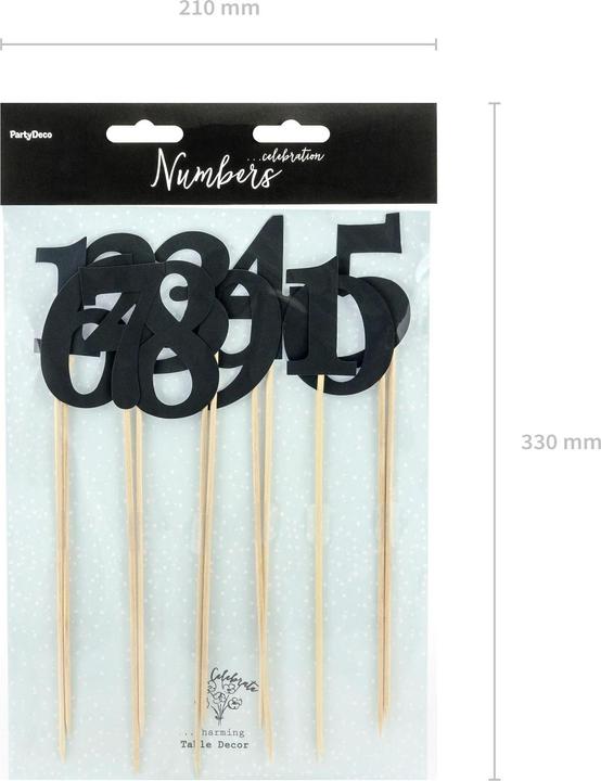 Produktbild Partydeco Tischkarte Nummern 26 cm, 10 Stück, Schwarz (10 Stk.)