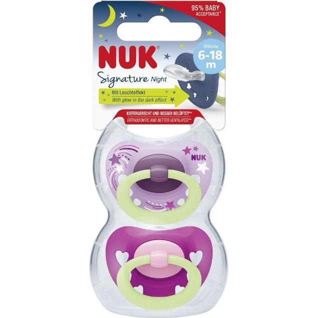 6x MGA, Nuggi, NUK Signature Night Silikon-Schnuller 6-18m 101762 (2 x)