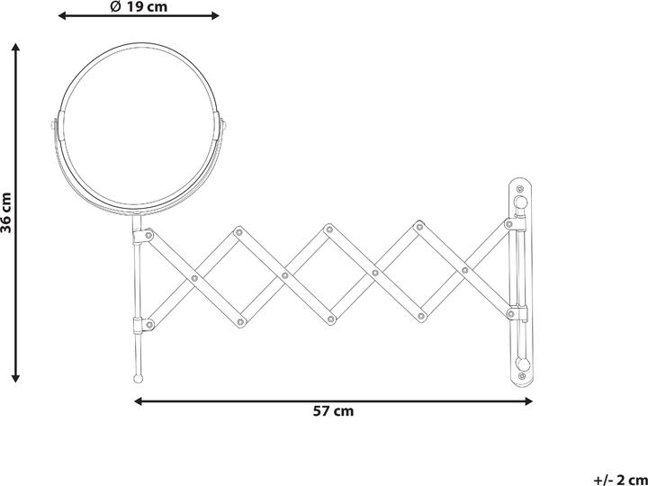Actual product image Beliani Wall mirror with pull-out function ø 19 cm silver YVELINES