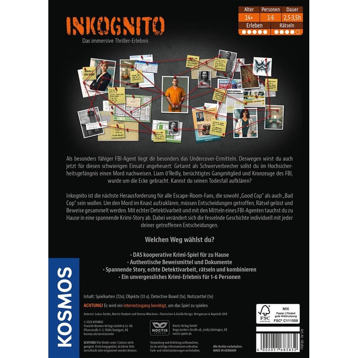 Produktbild Kosmos Masters of Crime - Inkognito (Deutsch)
