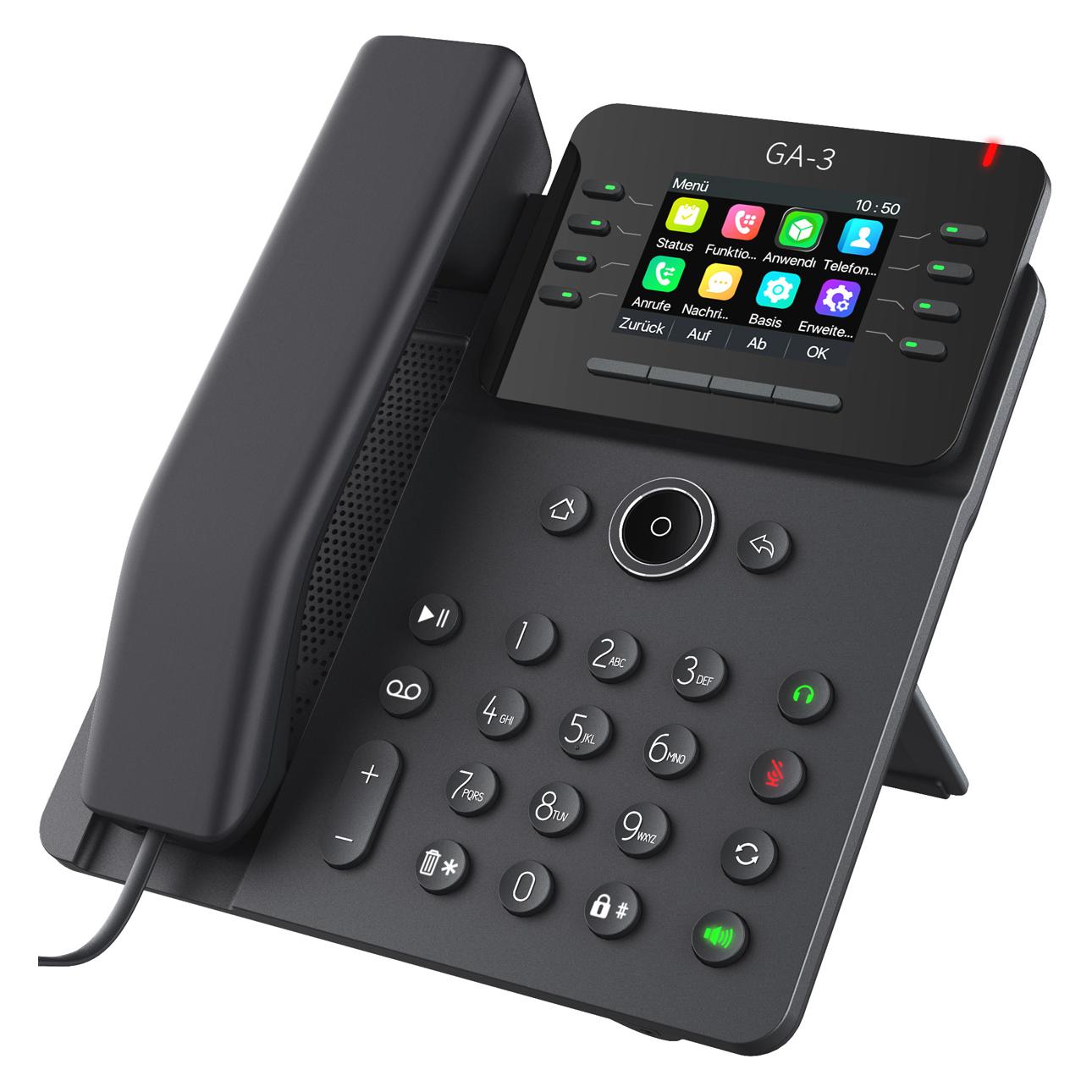 Gequdio GX3+ Kit de téléphone IP avec adaptateur secteur, Téléphone, Noir