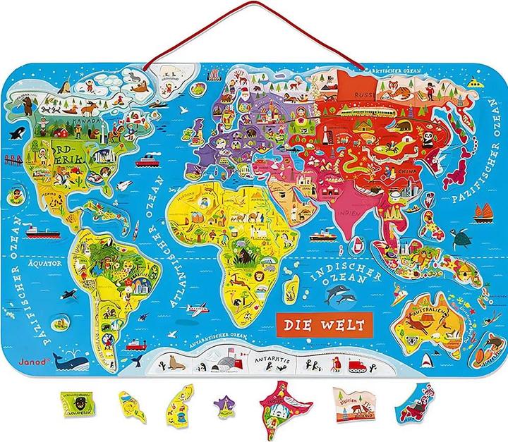Janod Mappa magnetica "Il mondo (92 pezzi)