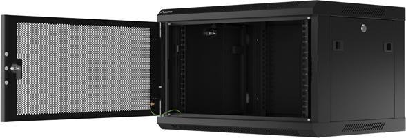 Image du produit Lanberg Nástěnná jednodílná skříň 19", 6U/600x450, (v rozloženém stavu), perforované dveře, černá ( (10.86 HE, Rack 19 pouces)