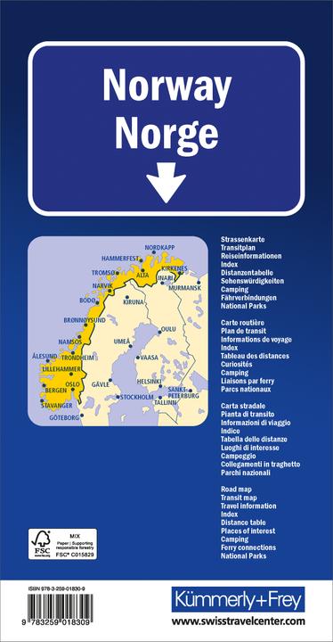 Actual product image Norway Road Map 1:750 000