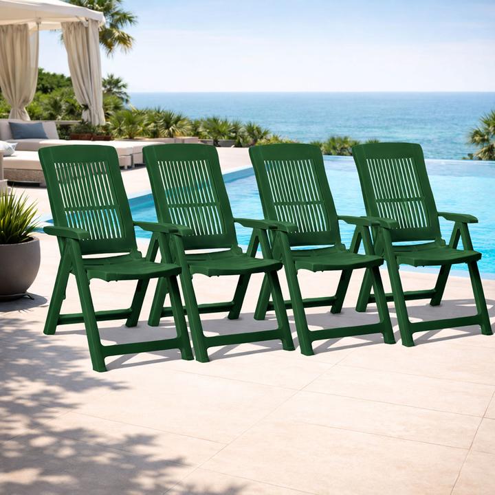 Actual product image Mojawo 4 Stück Klappstuhl Kunststoff Grün 5-Positionen Grün