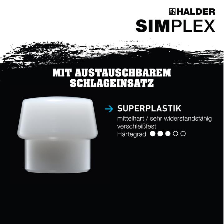 Actual product image Halder Splitting hammer super plastic Simplex Ø 60 mm, hickory handle & malleable cast iron body (4100 g)