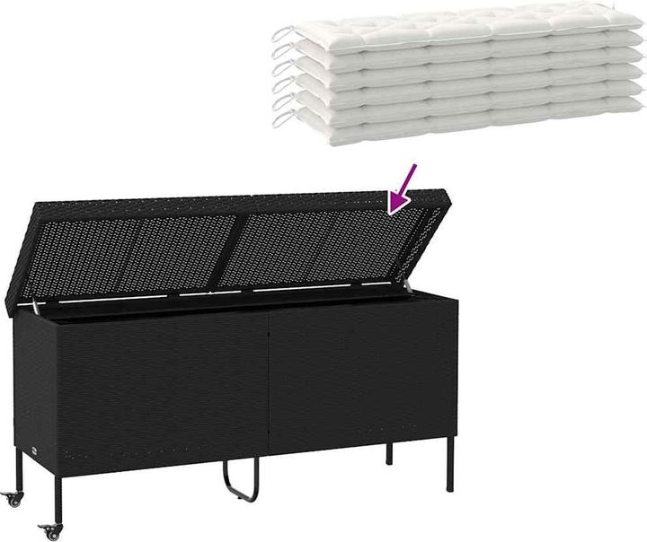 Immagine prodotto VidaXL Cassapanca da giardino con rotelle nera 160x55x75 cm in poly rattan