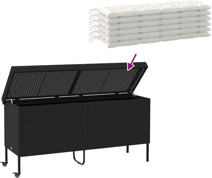 Actual product image VidaXL Garden chest with castors black 160x55x75 cm poly rattan