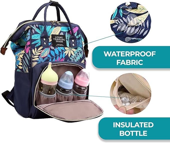 Immagine prodotto Only-Bags.Store Borsa per pannolini con stampa a foglie, zaino per mamma con maniglia superiore, zaino da viaggio