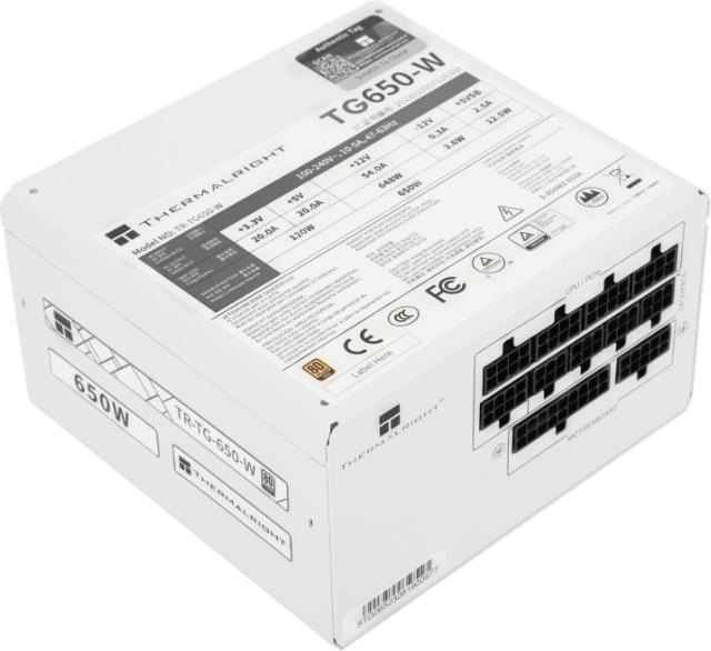 Produktbild Thermalright TG (Modular) Weiss mit RGB LED-Beleuchtung - Netzteile - 650 Watt - 120 mm - 80 Plus Gold zertifizie (650 W)