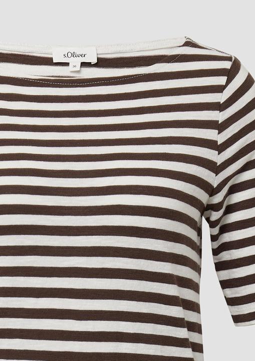 Produktbild S.Oliver T-Shirt Gestreiftes T-Shirt im Slim Fit mit Flammgarnstruktur (36)