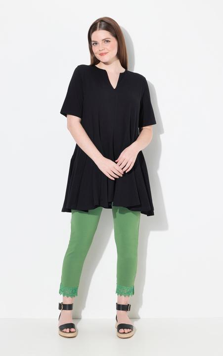 Immagine prodotto Ulla Popken T-shirt di cotone biologico con taglio svasato, scollo a tunica e mezze maniche (50, 52)