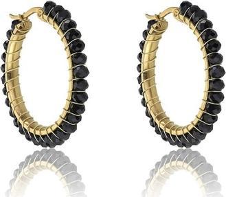 Immagine prodotto Marc Malone Elena Black Earrings - Stylish Gold-Plated Circles