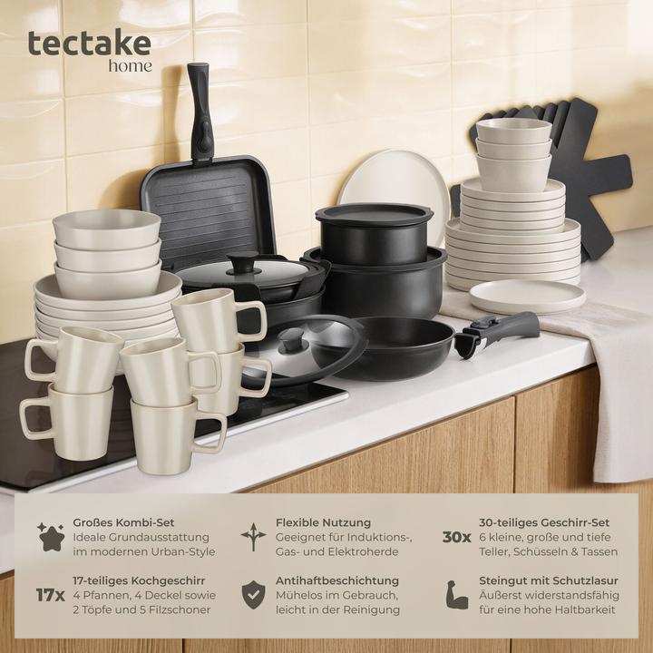 Actual product image tectake Kitchen starter set for 6 people with crockery, pots etc