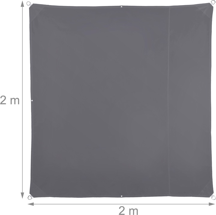 Actual product image Relaxdays Square Grey Shade Sail (200 x 200 x 0.5 cm)