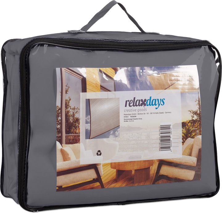 Actual product image Relaxdays Square Grey Shade Sail (200 x 200 x 0.5 cm)