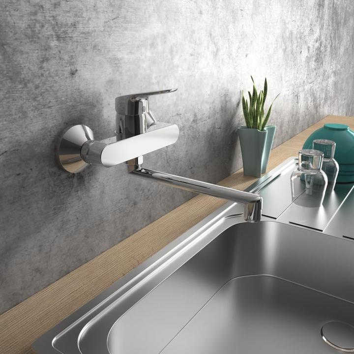 Actual product image Ideal Standard IDS wall-mounted kitchen tap CERABASE 200mm projection chrome