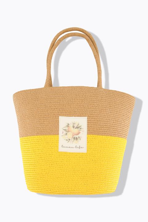 Produktbild Ulla Popken Korbtasche, Zitronen-Patch, Papierstroh, Zipper