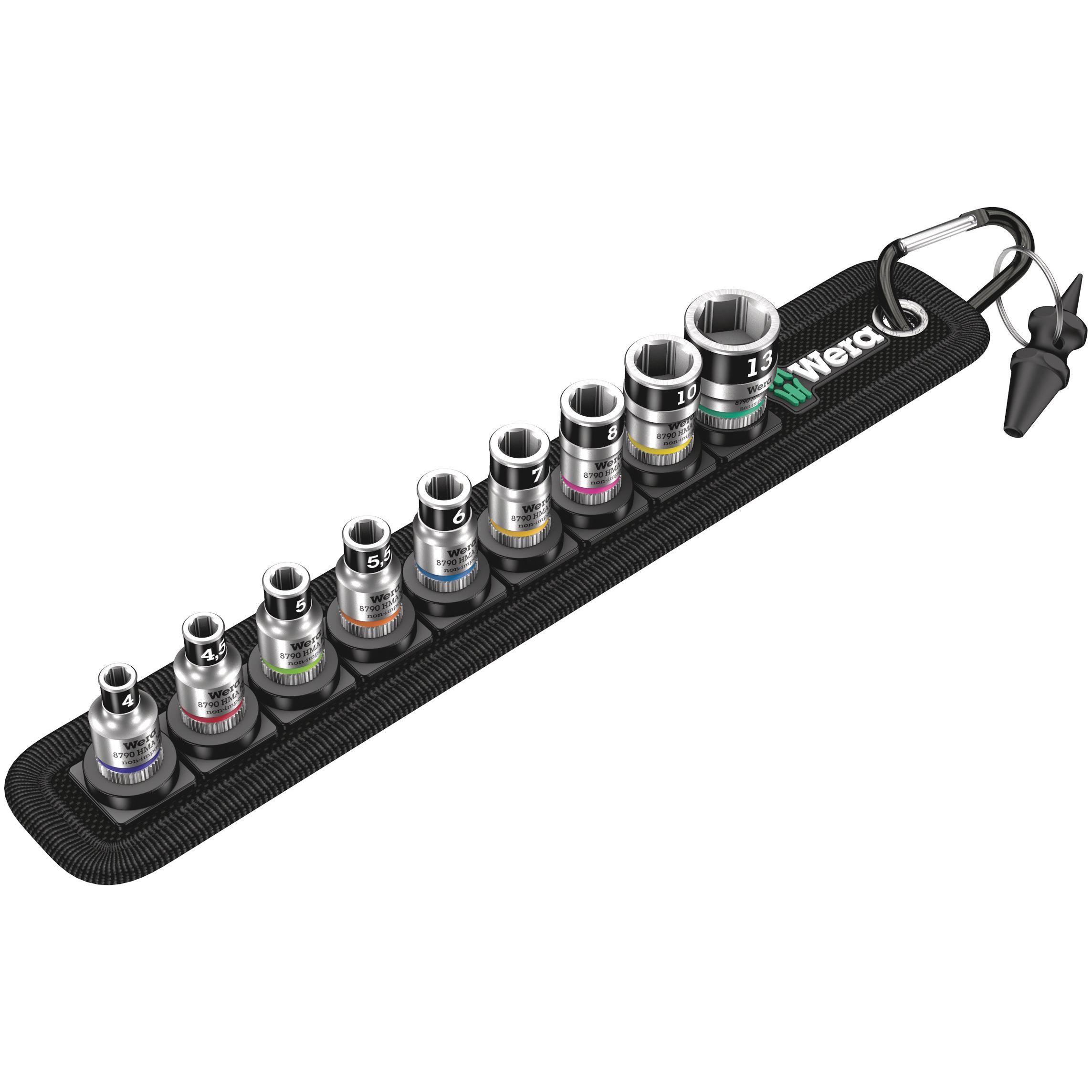 Wera, Steckschlüssel + Stecknuss, Belt A 1 Zyklop Steckschlüsseleinsatz-Satz (13 mm, 6 mm, 5 mm, 8 mm, 7 mm, 4 mm, 5.5 m...