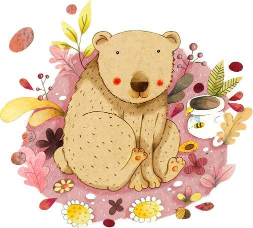 Image du produit Trenddeko Ours avec pot de miel (120 x 108 cm)