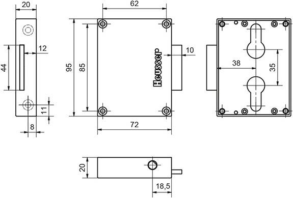 Image du produit Heusser Serrure à espag.p.demi-cyl.à profil eur.