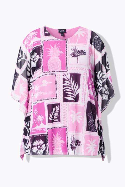 Produktbild Ulla Popken Mesh-Bluse, doppellagig, Oversized, Rundhals, Halbarm (58)