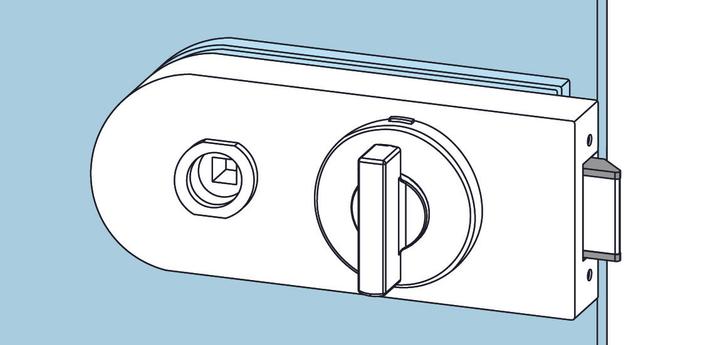Produktbild Dormakaba Glastürschloss STUDIO Rondo Leichtmetall silber eloxiert UV Drückerführung vorn DIN links / rechts