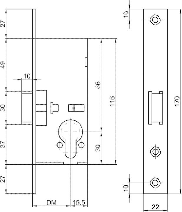 Actual product image MSL Tubular frame mortise latch lock PORTA 1922 (Mortise lock)
