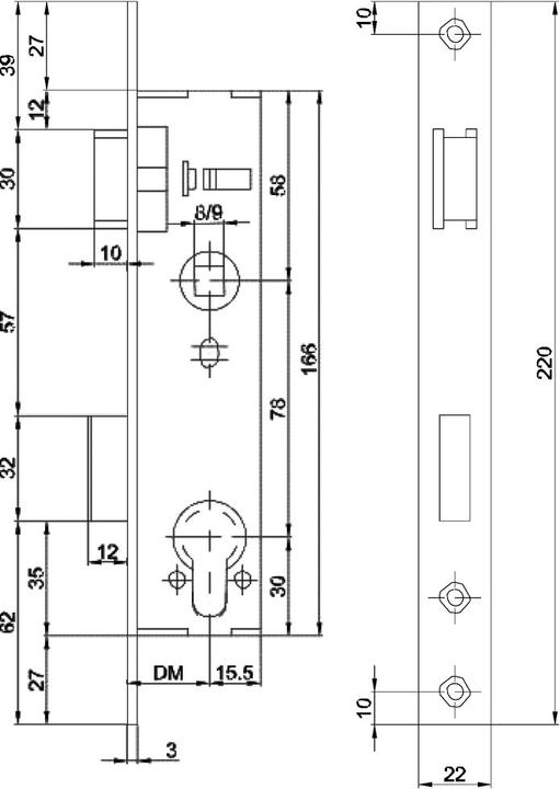 Actual product image MSL Tubular frame mortise lock PORTA 1941 (Mortise lock)