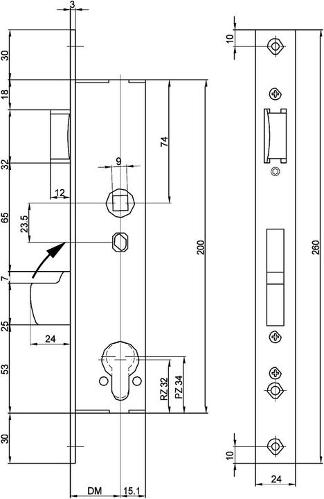 Produktbild MSL Rohrrahmen-Schwenkriegel-Einsteckschloss VECTRA 19151 (Einsteckschloss)