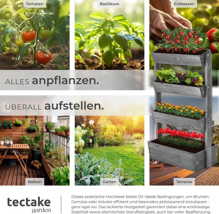 Immagine prodotto tectake Aiuola verticale Flora, legno verniciato, incluso tessuto non tessuto per piante