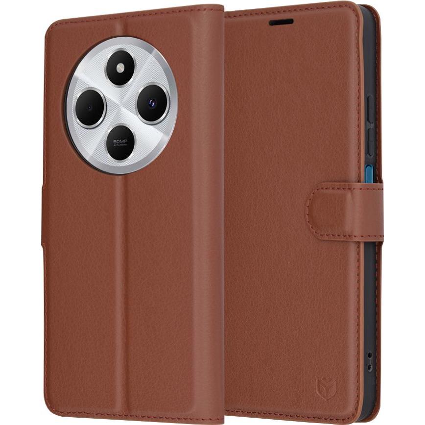 Techsuit - Leather Folio - Xiaomi Redmi 14C / Poco C75 - Brown (Xiaomi Poco C75, Xiaomi Redmi 14C), Cover smartphone, Marrone